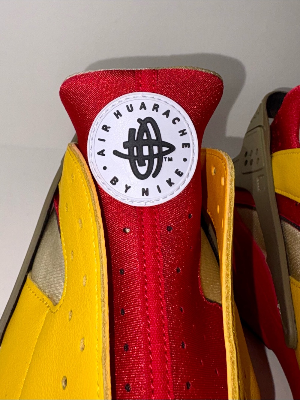 Nike Air Huarache By You Men’s 13 Red Yellow Gold Custom FD9781-900 NWOT